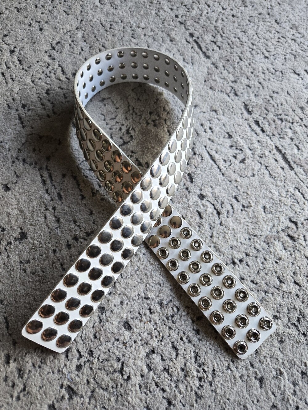 Faux Leather White Studded Belt